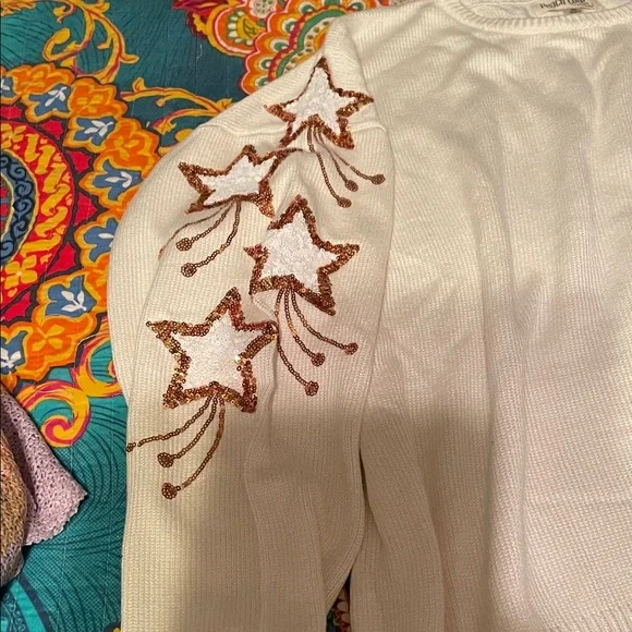 Peach Love California Cream Star Sweater - Picture 7 of 10